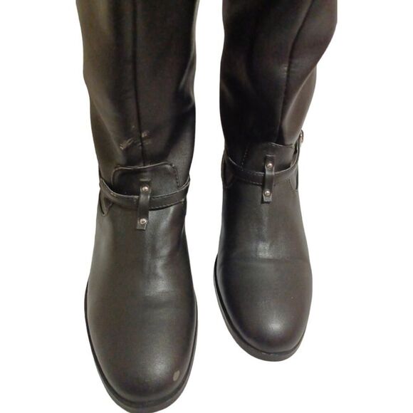 Victoria's Secret Black Fold Over Knee Riding Boots Buckle Strap Size 7B - Picture 3 of 12